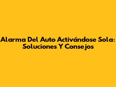 Alarma Del Auto Activándose Sola: Soluciones Y Consejos