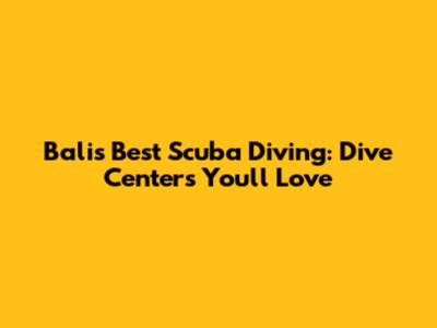 Bali's Best Scuba Diving: Dive Centers You'll Love
