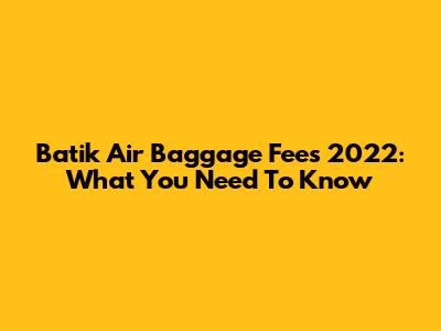 Batik Air Baggage Fees 2022: What You Need To Know
