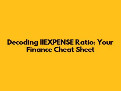 Decoding IIEXPENSE Ratio: Your Finance Cheat Sheet