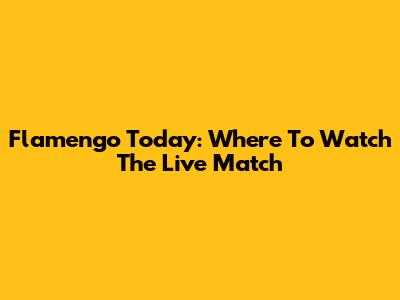 Flamengo Today: Where To Watch The Live Match