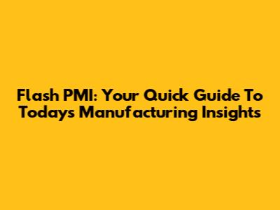 Flash PMI: Your Quick Guide To Today's Manufacturing Insights