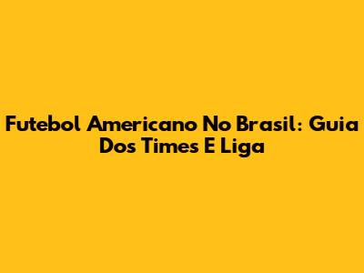 Futebol Americano No Brasil: Guia Dos Times E Liga
