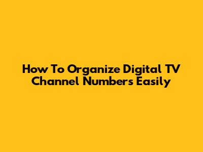 How To Organize Digital TV Channel Numbers Easily