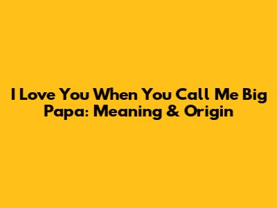 I Love You When You Call Me Big Papa: Meaning & Origin