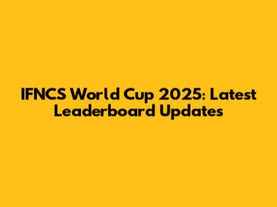 IFNCS World Cup 2025: Latest Leaderboard Updates