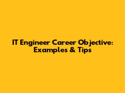 IT Engineer Career Objective: Examples & Tips