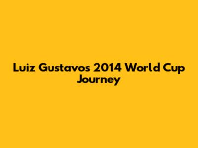 Luiz Gustavo's 2014 World Cup Journey