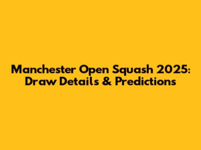Manchester Open Squash 2025: Draw Details & Predictions