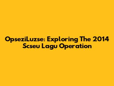 OpseziLuzse: Exploring The 2014 Scseu Lagu Operation