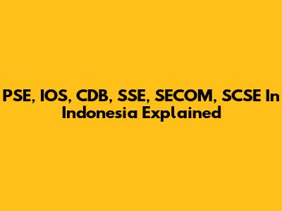 PSE, IOS, CDB, SSE, SECOM, SCSE In Indonesia Explained
