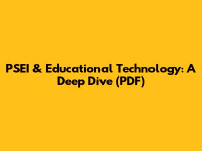 PSEI & Educational Technology: A Deep Dive (PDF)