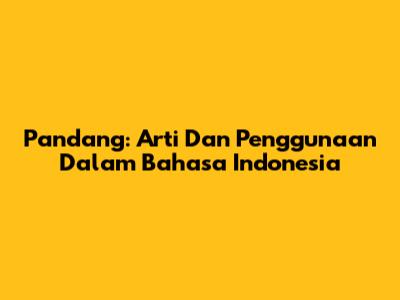 Pandang: Arti Dan Penggunaan Dalam Bahasa Indonesia