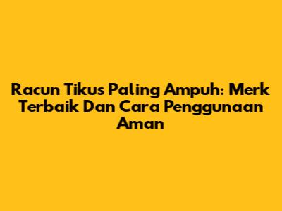 Racun Tikus Paling Ampuh: Merk Terbaik Dan Cara Penggunaan Aman