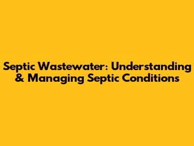 Septic Wastewater: Understanding & Managing Septic Conditions