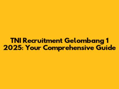 TNI Recruitment Gelombang 1 2025: Your Comprehensive Guide
