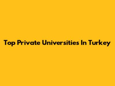 Top Private Universities In Turkey