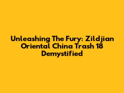 Unleashing The Fury: Zildjian Oriental China Trash 18" Demystified